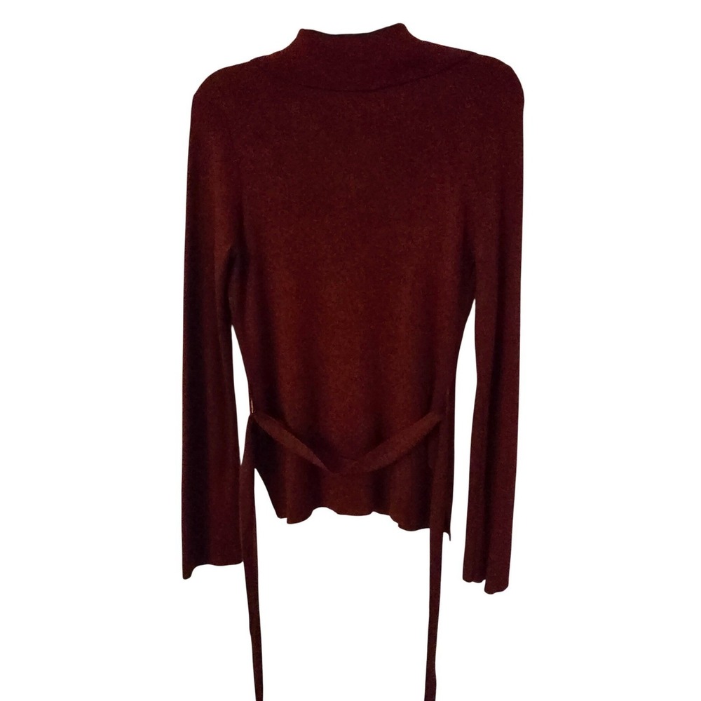 Free Assembly Ribbed Button Front Knit Top Rust Brown Collared Long Sleeve - Picture 3 of 12